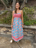 Coastal Bloom Smocked Maxi Dress
