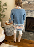 Blue Aztec Knitted Cardigan