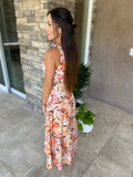 Orange Floral One Shoulder Dress