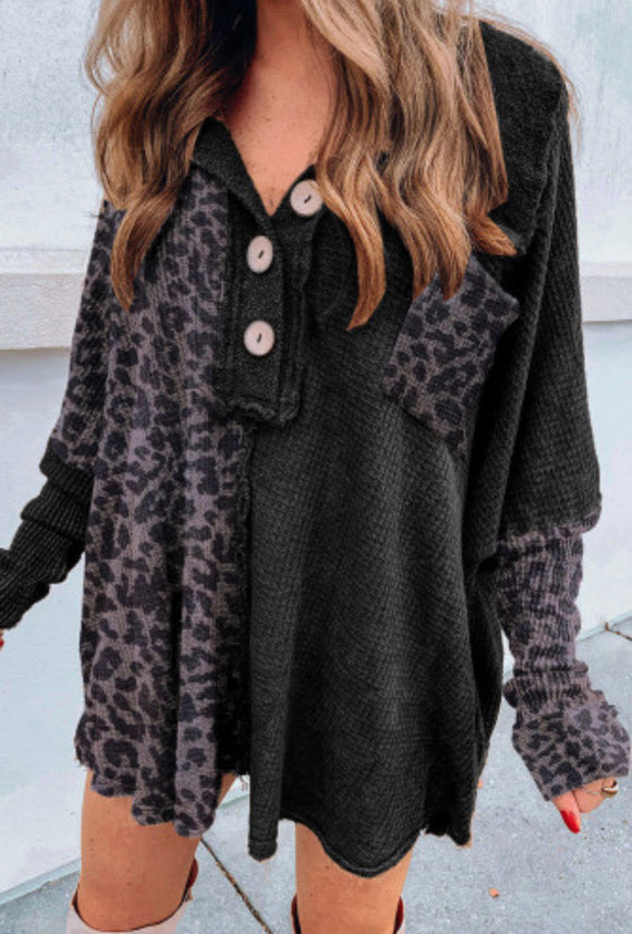 Leopard Waffle Knit Tunic