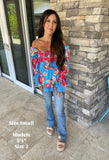 Blue Floral Smocked Blouse