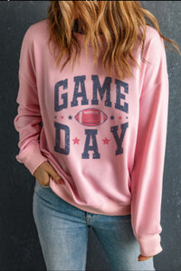 Pink Football GAME DAY Graphic Drop Shoulder Sweatshirt