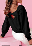 Black Bowknot Round Neck Sweatshirt