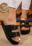 Black Suede Buckle Platform Sandal