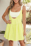 Yellow Faux Two Piece Gingham Contrast Patchwork Loose Mini Dress