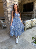 Blue Floral Dress w/Pocket