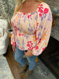 Floral Smocked Peplum Top