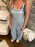 Light Wash Wide Legged Overalls