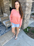 Coral Bowknot Round Neck Sweatshirt