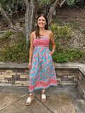 Coastal Bloom Smocked Maxi Dress