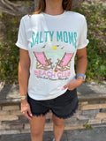 White Salty Moms Beach Club Short Sleeve Graphic Tee