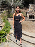 V Neck Floral Crichet Bodycon Maxi Dress