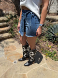 Ashleigh Blue Wrapped Tied Waist Denim Skort