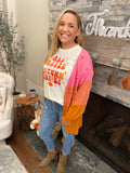 Orange/Pink Pom Cardigan