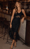 V Neck Floral Crichet Bodycon Maxi Dress
