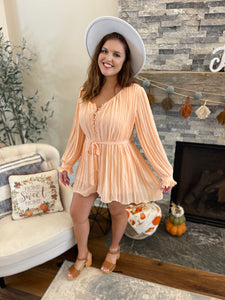 Peach Pleated Romper