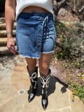Ashleigh Blue Wrapped Tied Waist Denim Skort