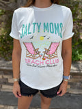 White Salty Moms Beach Club Short Sleeve Graphic Tee