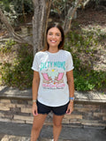 White Salty Moms Beach Club Short Sleeve Graphic Tee
