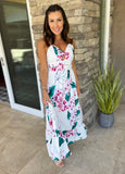 White Floral Cutout Maxi Dress