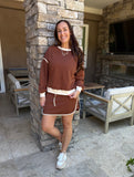 Coffee Loose Pullover Skort Set