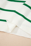 Bright Green Striped Scalloped Edge Ribbed Tank