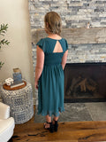 Green Open Back Sweetheart Neck Dress