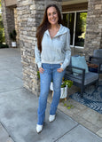 Light Grey SPOOKY BABES CLUB Graphic Half Zipped Cropped Sweatshirt with Pocket