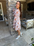 Beige Floral Sweetheart Mini Dress