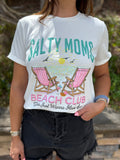 White Salty Moms Beach Club Short Sleeve Graphic Tee