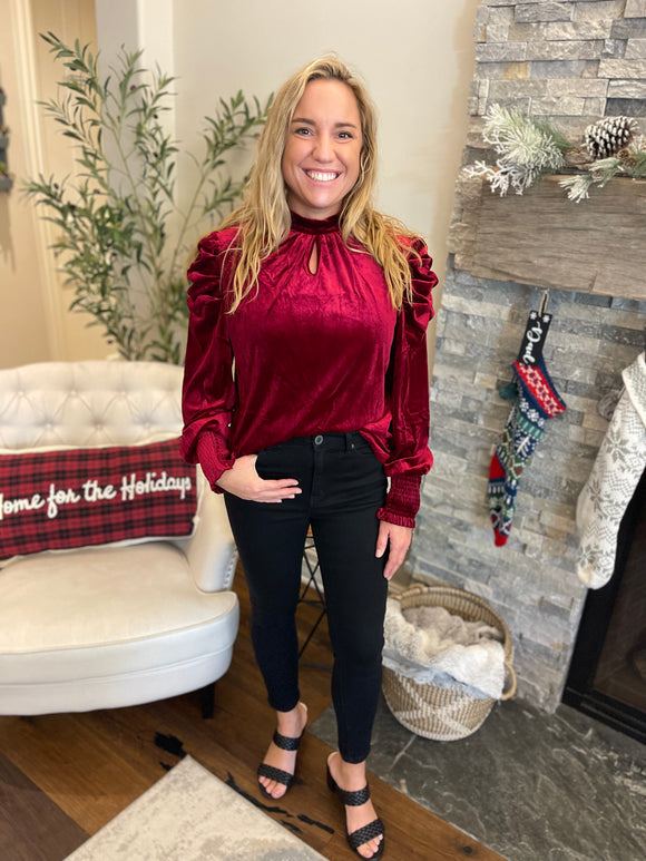 Burgundy Velvet Top