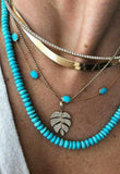 Multi Color Palm Leaf Layered Necklace