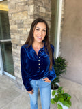 Navy Velvet Blouse