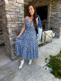 Blue Floral Dress w/Pocket