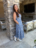 Blue Floral Dress w/Pocket