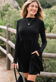 Black Ribbed Little Black Dress