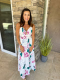 White Floral Cutout Maxi Dress