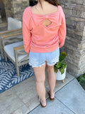 Coral Bowknot Round Neck Sweatshirt