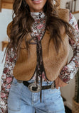 Brown Sherpa Tie Vest