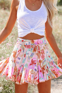 Multi Color Abstract Floral Skirt