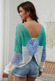 Aqua Colorblock Knit Knot Top