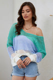 Aqua Colorblock Knit Knot Top