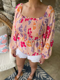 Floral Smocked Peplum Top