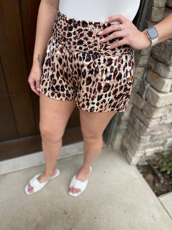 Leopard Smocked Shorts