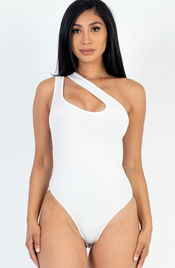 White Ribbed Bodysuit