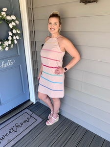 Beige Striped Dress