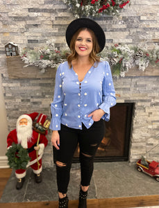 Blue Polka Dot Blouse