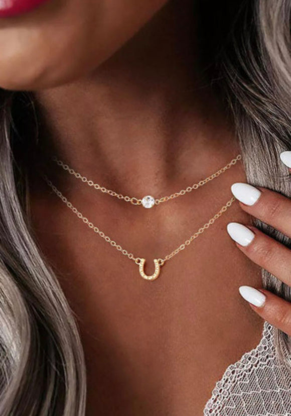 Gold Horseshoe Layered Necklace