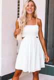 White Smocked Open Back Dress