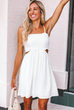 White Smocked Open Back Dress